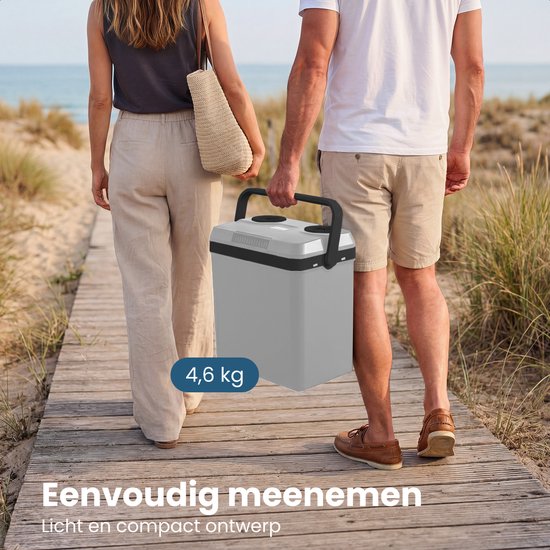Auronic Coolbox électrique 12V et 230V - 25L - Réfrigérateur de camping - Voiture - Refroidissement et chauffage - Frigobox - Gris clair