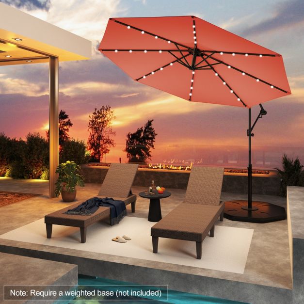 Coast 300 cm parasol orange avec télécommande - solaire - 32 LEDs