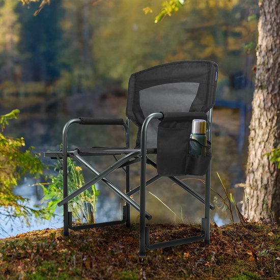 TRVLMORE Chaise de camping - Pliable - Légère - Capacité de charge de 120 kg - Noire