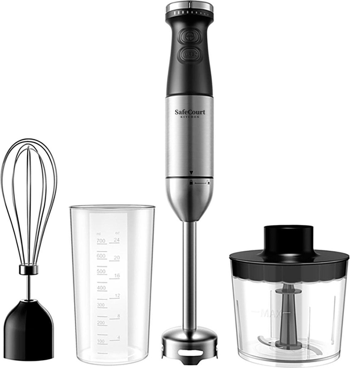 Mélangeur à main de cuisine Safecourt - Bol à hacher - Fouet - Tasse à mélanger - Ensemble