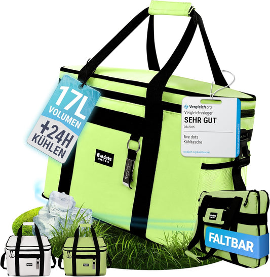 Sac isotherme pliable Five Dots - Capacité 17L - 20 x 33 x 25 cm - Vert