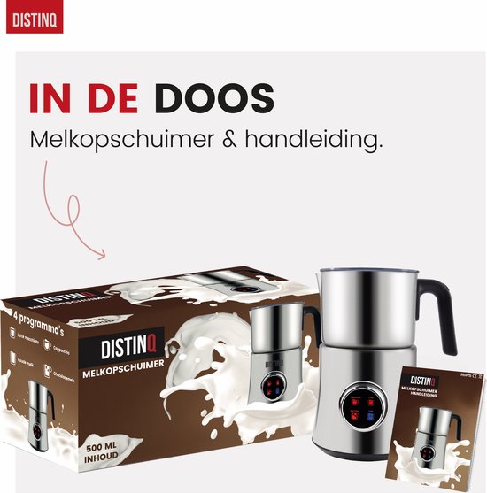 DistinQ® Milk Frother - Mousseur à lait électrique à induction avec affichage - Mousseur à lait électrique lavable au lave-vaisselle - Pour mousser et chauffer