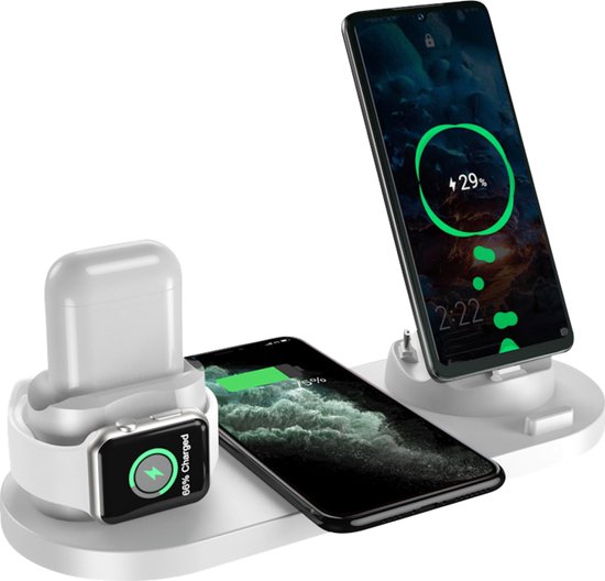 Nuvance - Chargeur sans fil 6 en 1 - Convient à tous les appareils Qi - Chargeur sans fil - Chargeurs sans fil