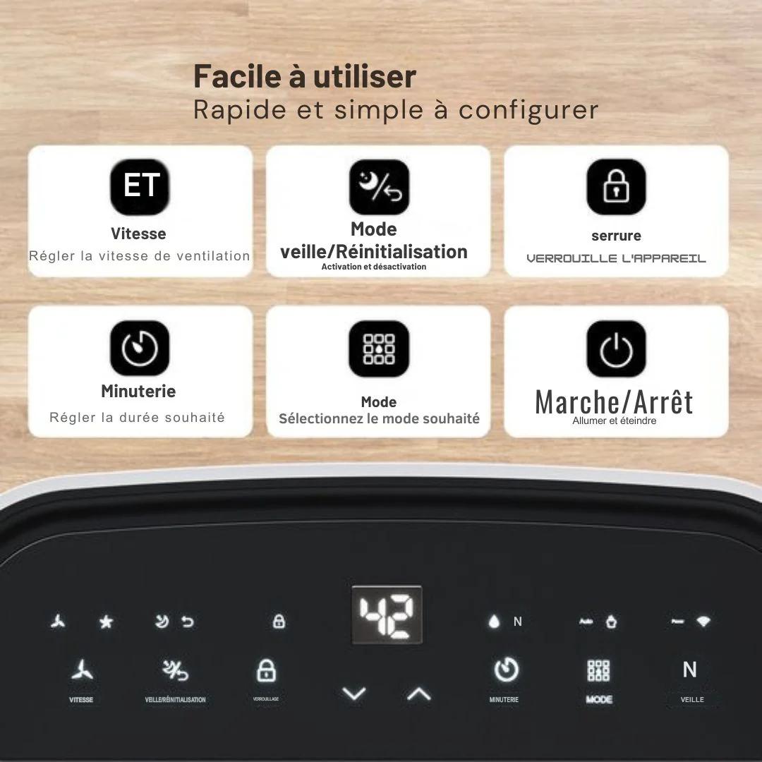 Déshumidificateur Auronic - plastique - Capacité de 16 l par jour - Fonction Lavage-Séchage & Mode Nuit - Pour chambre et salon - Blanc