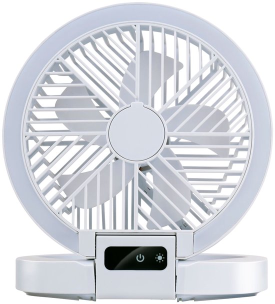 Ventilateur de table rechargeable Lifetime Air - Mini ventilateur USB 1 200 mAh - 5 vitesses et écran LED - 21 x 20,5 x 23 cm - Blanc