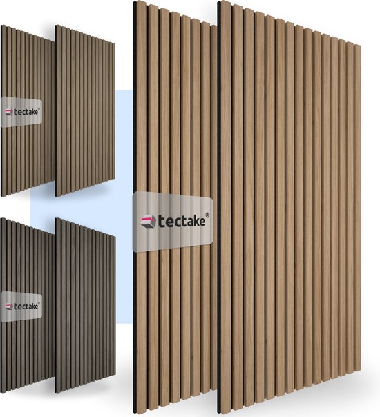 tectake® - Lot de 2 panneaux acoustiques Sonic Wall - chêne clair - Panneau absorbant le son - Isolation acoustique - couleurs variées - dim. par panneau (LxLxH) : env. 120x60x2,1cm