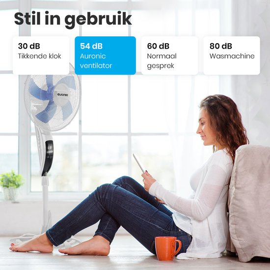 Auronic Tripod Fan - Ventilateur sur pied avec télécommande - minuterie - 50W - 53dB - Blanc