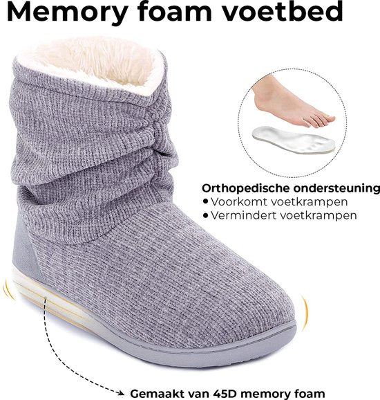 Chaussons Dames - Chaussons - Taille 42/43 - Gris - Antidérapant - Comfeet