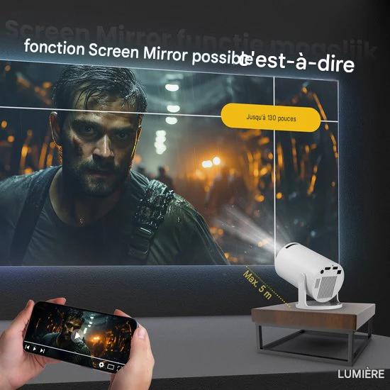 Lumina Mini Pro Beamer - Home cinema - Projecteur - Android 11.0 - WiFi 6 & Bluetooth 5.2 - Qualité d'image 4k - Ecran de projection - Blanc