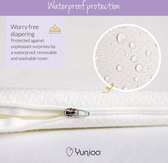 Yunioo - Matelas à langer pliable | Matelas à langer | Matelas universel pour panier à langer, panier mosaïque, landau et lit d'enfant | Avec housse ultra douce, déperlante et amovible | Soutenez une bonne cause | 74 x 38 x 3 cm