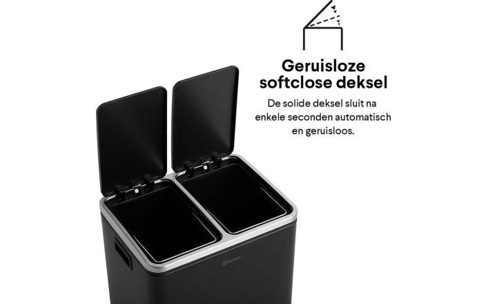 Poubelle de tri 2 compartiments - Homra -capacité : 2 x 15 L - Noir