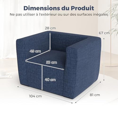 Fauteuil gonflable Coast - Housse amovible - Bleu - 81 x 104 x 67 cm