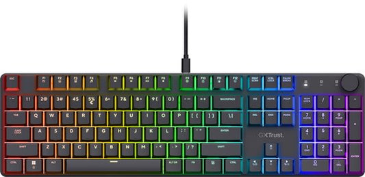Trust GXT 866 Torix - Clavier gaming mécanique - RGB complet - Commutateurs blancs - PC/PS5 - Qwerty US - Noir