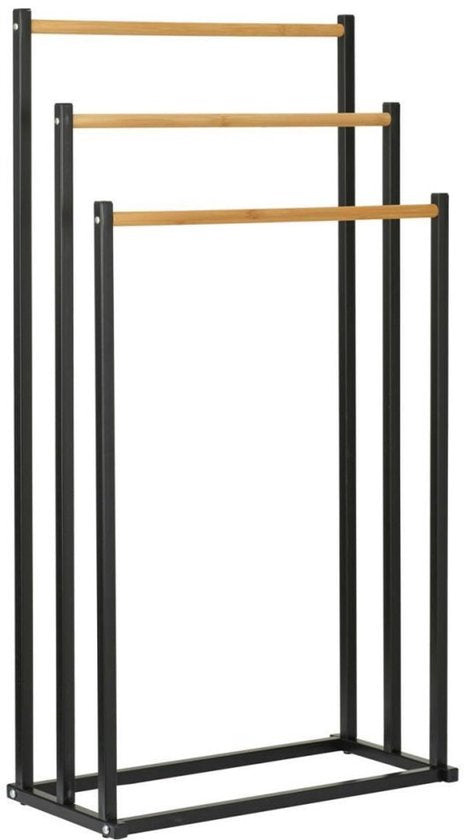 Bathroom Solutions Porte-serviettes 45 x 23 x 85 cm Métal/Bambou/Noir