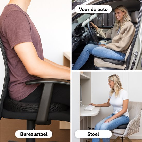 Coussin de siège orthopédique - Coussin en forme de beigne - Rebondissant - Ergonomique - Mousse à mémoire de forme - Pour voiture, chaise de bureau et canapé - Alyze