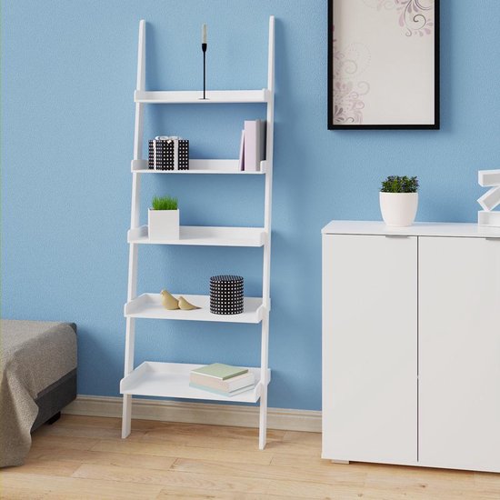 Bibliothèque Casaria - 5 étagères - Dimension 180x64x37cm MDF Bois Blanc