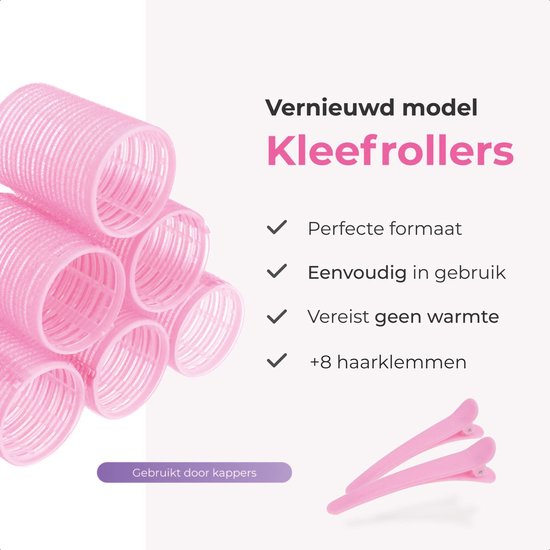 Boucles - 12 pack - 8 clips inclus - Rouleaux adhésifs - Autocollants - Boucles sans chaleur - Cheveux - Rouleaux - Boucles de cheveux - Boucles sans chaleur - Grandes