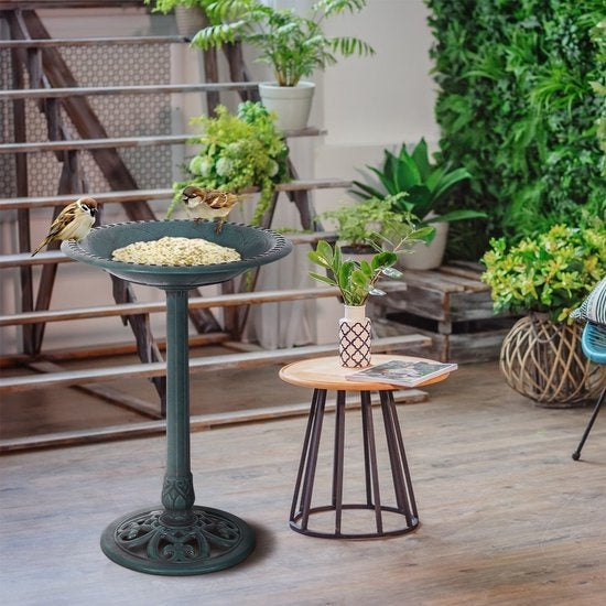 Coast Mangeoire/Bain d'oiseaux - Freestanding, Mangeoire d'oiseaux, Jardin/Terrasse - Ø 51 x 72 cm - PP avec résine - Vert