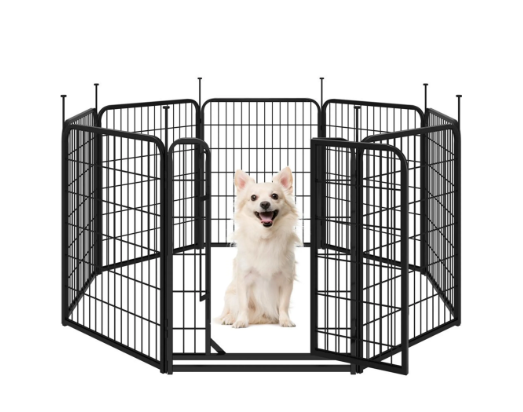 Yaheetech Enclos pour chiots, 8 pièces - Noir - 194,5 x 66 x 80 cm - Pliable avec fermeture rapide