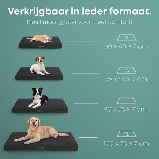 CozySense® - Coussin orthopédique pour chien 100 X 70 cm - Taille XL - Imperméable - Convient comme coussin de banc et lit pour chien - Noir