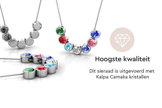 Yolora Ladies Necklace with Pendant - 7 Colliers de cristaux Kalpa Camaka - Set of 7 - Silver Colour - 18K White Gold Plated - Beautiful Gift Box - Mother's Day Gift