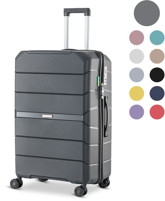 SKYCASES Urban Adventurer - Grande valise de voyage - Serrure à chiffres - 49x30x75cm - 110L - Valise de voyage avec serrure de valise - Roues pivotantes - Anthracite V2