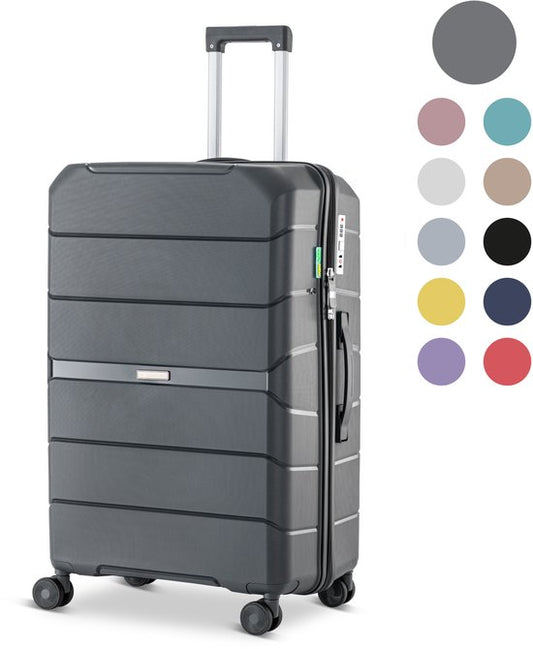 SKYCASES Urban Adventurer - Grande valise de voyage - Serrure à chiffres - 49x30x75cm - 110L - Valise de voyage avec serrure de valise - Roues pivotantes - Anthracite V2