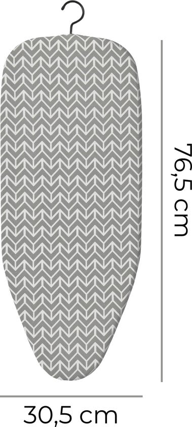 STAUS&BACH Ironiq - Petite planche à repasser de table (100 % coton) avec crochet de suspension - Dimensions : 76,5 x 30,5 cm - Mini planche à repasser - Pour les voyages - Gris