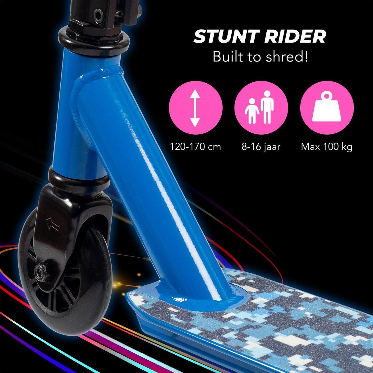 LifeGoods StuntRider - Scooter cascadeur - Étape 8+ Years - Roues 100mm - Garçons/Filles - Bleu