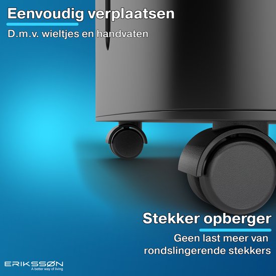 Déshumidificateur - Erikssøn - Déshumidifie jusqu'à 16 litres par jour - Fonction Séchage - Noir