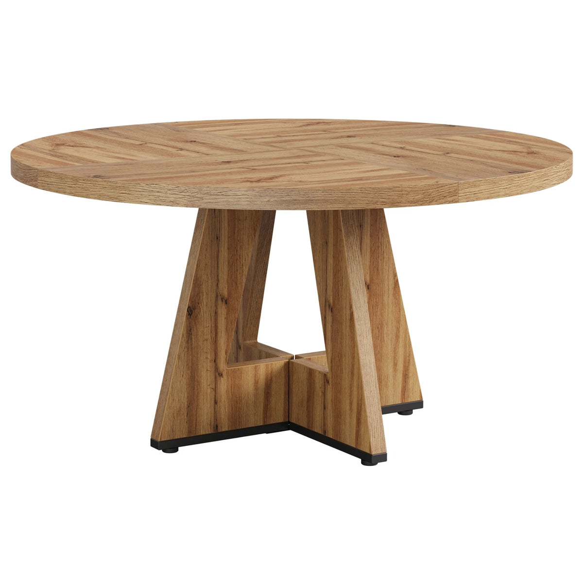 Table à manger ronde Lantine 120 cm - Table de cuisine de style rustique pour 4 personnes - Structure métallique robuste - Finition rustique