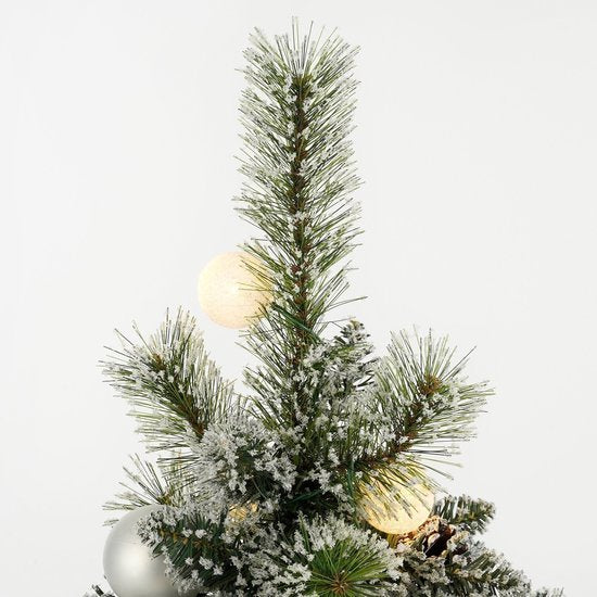 Black Box Trees Kaprun : sapin de Noël en pot - Vert, argent givré, blanc chaud - Fonctionne à piles et dispose d'une fonction minuterie - Hauteur : 90 cm