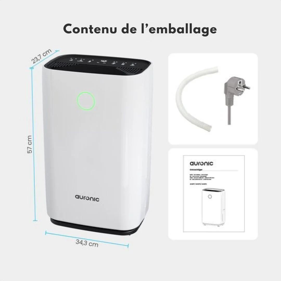 Déshumidificateur Auronic - plastique - Capacité de 16 l par jour - Fonction Lavage-Séchage & Mode Nuit - Pour chambre et salon - Blanc