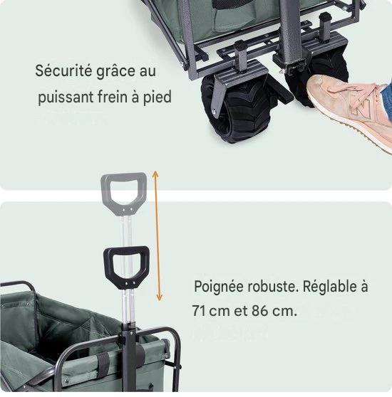 LifeGoods Chariot - Pliable - Capacité de charge 80KG - 94L - Polyester lavable - Vert