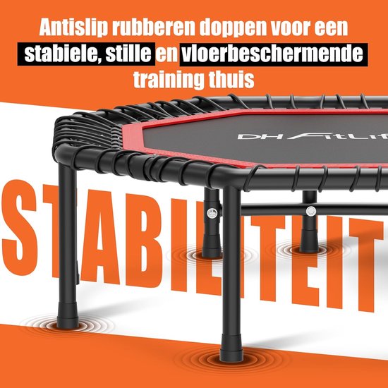 DH FitLife Trampoline Fitness pliable Ø121 cm - Trampoline d'intérieur sans installation - Avec 3 poignées réglables - Robuste et silencieux, jusqu'à 150 kg, pour enfants et adultes