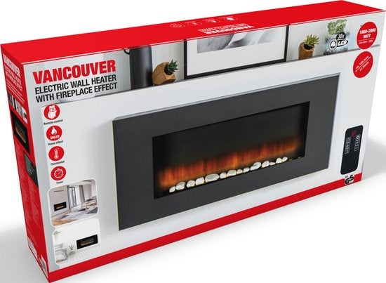Classic Fire Atmosphere Fireplace Vancouver AJ145 - 2000 Watts - LED - avec télécommande