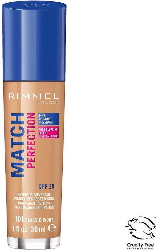 Fond de teint Rimmel Match Perfection - 101 Classic Ivory