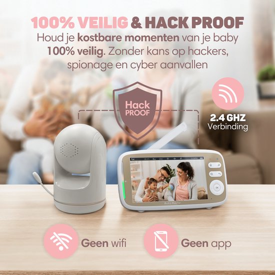 Vulpes Goods® Babycare - Baby Monitor avec caméra - Baby Monitor avec caméra et VOX - écran FULL HD de 5 pouces - télécommandable - Baby Camera - Baby Monitors with Sound Detection - Nightvision - PRO Version - White