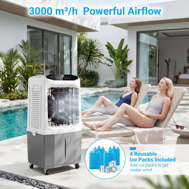 Climatiseur portable 3-en-1 Coast – 26 L – 45 x 33 x 88,5 cm – Blanc et gris