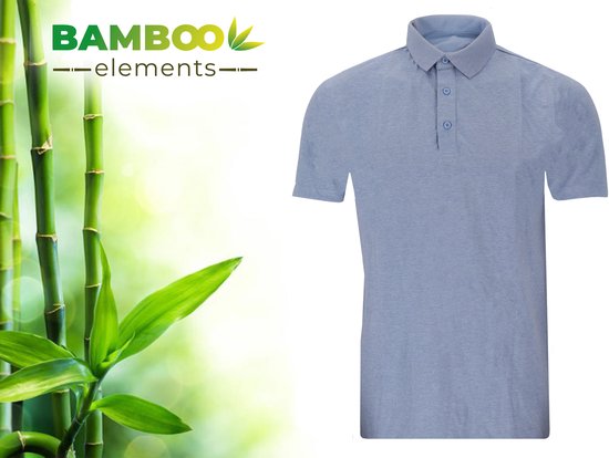 Bamboo Elements - Polo Hommes - Light Blue - Taille L - Polo Hommes Manches Courtes - Tissu Pique - T Shirt Hommes - Bamboo