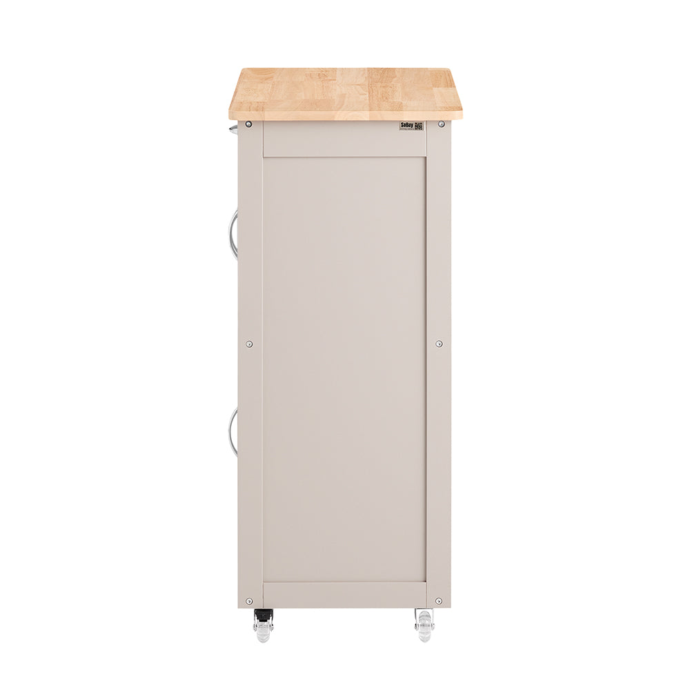 SoBuy FKW45-KA Chariot de cuisine à roulettes - Gris clair - 67x38x87 cm - Avec tiroir, portes et porte-bouteille