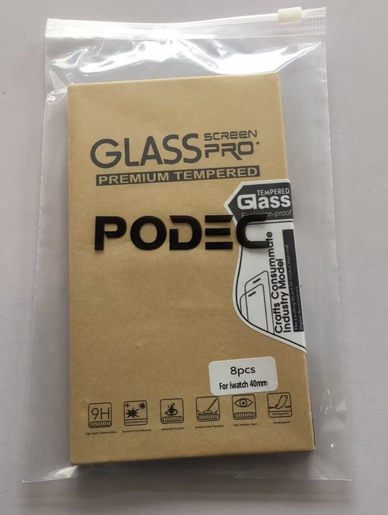 Protecteur d'écran compatible avec l'Apple Watch Series 4 / 5 / 6 / SE - Protecteur d'écran 40 mm - Podec - Lot de 8