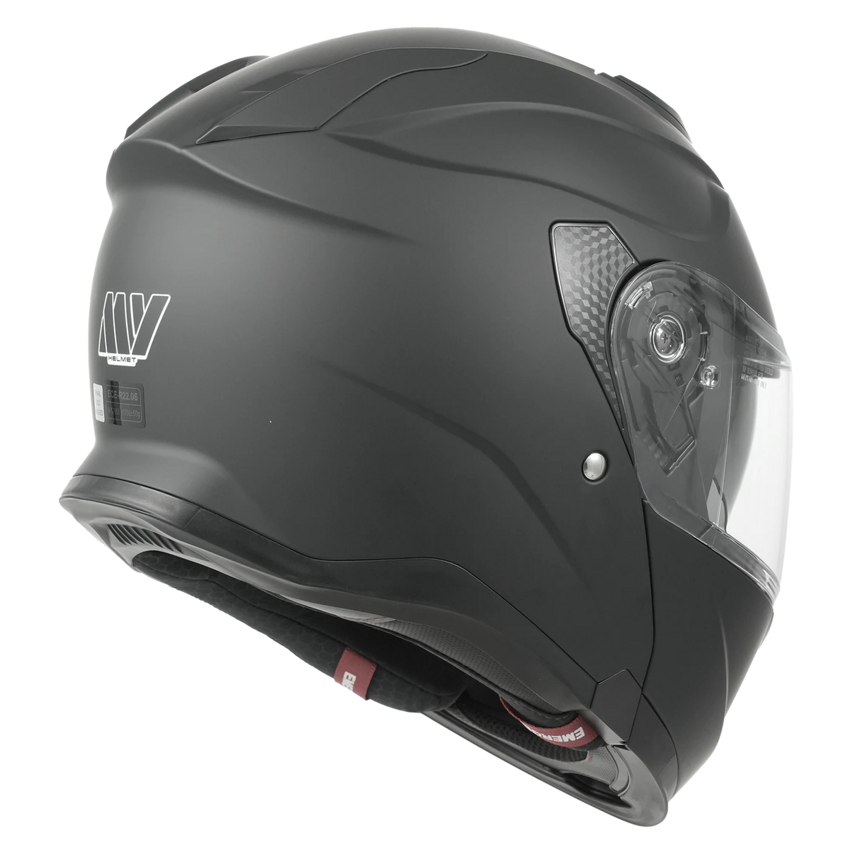 Casque moto à visière relevable MY Flip-Up – Certifié ECE 22.06 – Taille M – Noir mat et argent – ABS