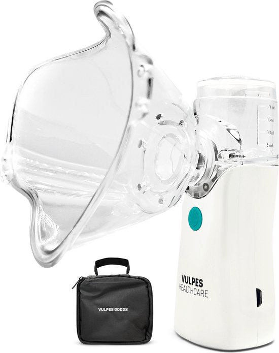Vulpes Goods® HealthCare - Dispositif d'aérosol - Nébuliseur ultrasonique - Nébuliseur - Inhalateur pour enfants, adultes et bébés - Rechargeable - 2 modes - Aide à lutter contre les maladies des voies respiratoires - 4 buses et étui de voyage de luxe inc
