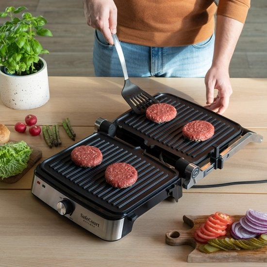 Grill électrique, Safecourt Kitchen, Contact grill compact CG200, Avec plaques amovibles