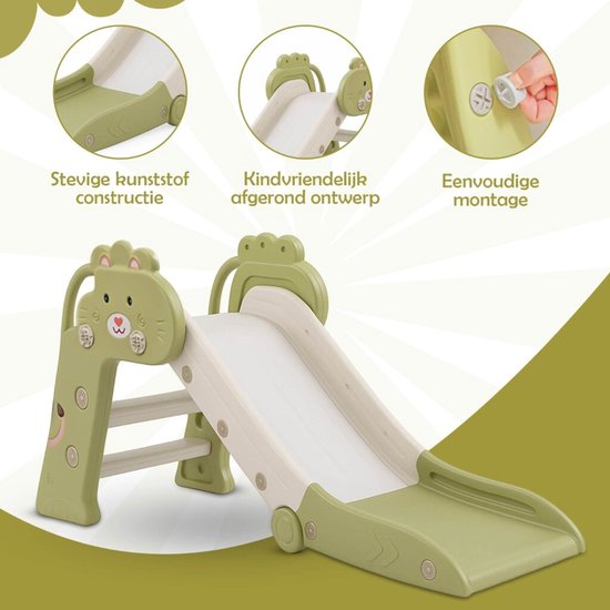Bambini Slide - Toboggan pour enfant - Toboggan extérieur - Toboggan intérieur - Aire de jeux - Pliable - Vert