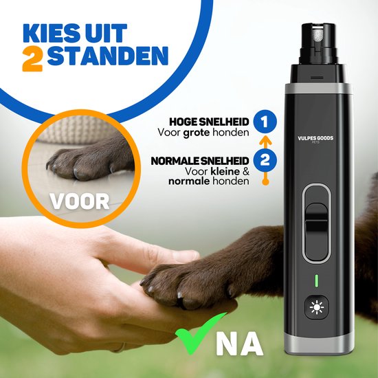 Vulpes Goods®Lime à ongles électrique pour la maison - Tête de lime en diamant - Rechargeable - Noir