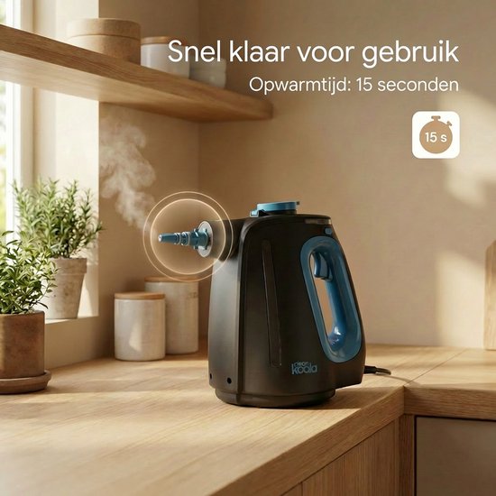 Nettoyeur vapeur 2-en-1 CleanKoala – Temps de chauffe de 15 secondes – 30 minutes d'autonomie – 12 accessoires et 3 lingettes supplémentaires inclus