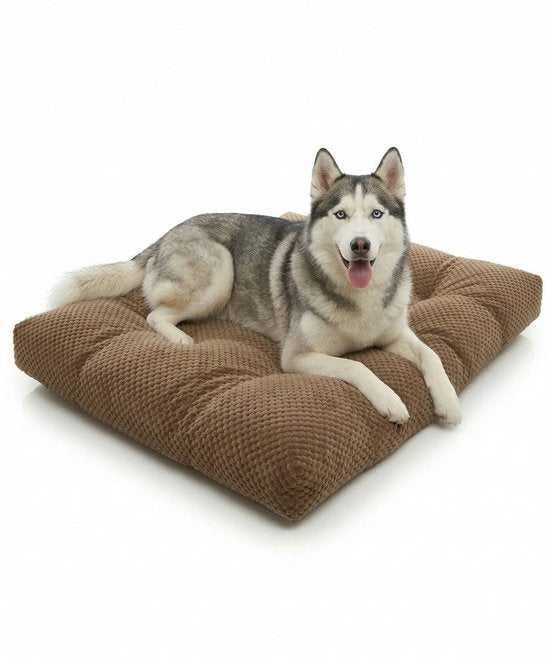 Happysnoots® Coussin pour chien 120 x 80 cm - Coussin pour panier XXXL - Lit pour chien marron - Grand coussin pour animaux - Lit de luxe pour chien