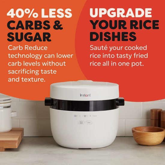 Cuiseur à riz et cuiseur vapeur Instant Pot 4,8 L - 8 programmes - Mijoteuse - Sauté - Technologie CarbReduce - Jusqu'à 20 portions - Multi-céréales